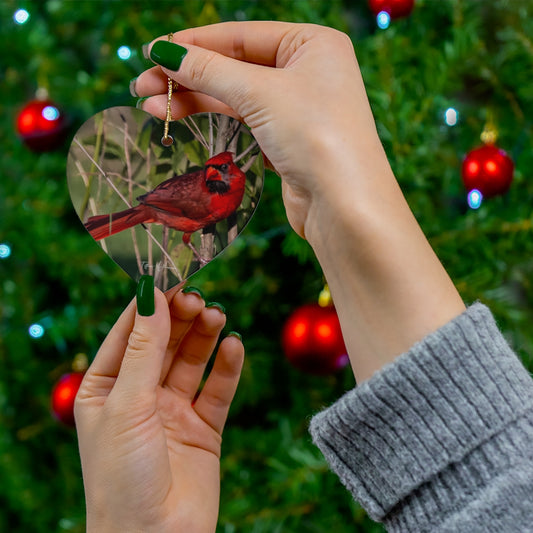 Cardinal Porcelain Ornament (available in circle, heart, and snowflake)