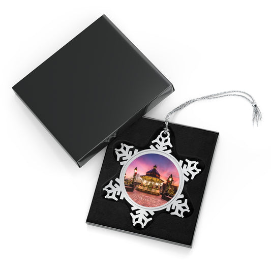 Ligonier Diamond Pink Sunset Pewter Snowflake Ornament